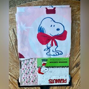 Pink new Peanuts Snoopy Christmas Shower Curtain